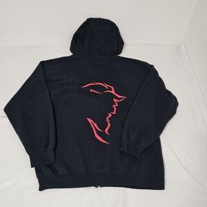 Disney Beauty & The Beast Zip-up Hoodie Black and Red Unisex Large Cotton Blend